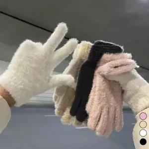 여성 겨울 니트 부클 장갑 퍼소재 손가락장갑