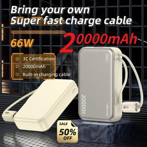 Xiaomi Huawei Samsung IPhone용 케이블이 포함된 20000mAh 66W 고속 충전 보조베터리 CCC 중국 인증