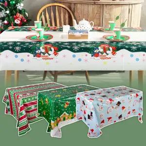 크리스마스 식탁보 방수 테이블보 비닐 식탁 커버 일회용 행사 홈파티 책상보 눈사람 산타