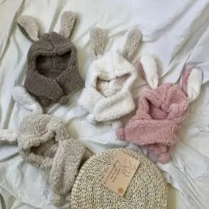 어린이 아동 겨울 뽀글이 넥워머 모자 토끼 후드 목도리 유아