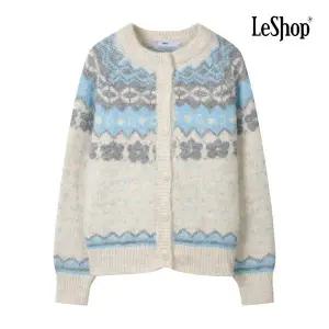 [르샵] 울 터치 플라워 자가드 니트 가디건 (BP9KC024A)