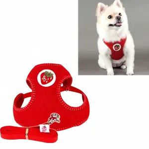 WK 강아지 매쉬 하네스 가슴줄 리드줄 세트 레드 반려견 목줄 가슴 패드 용 액세서리