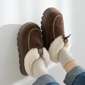 퍼안감 루핀 플랫폼 스웨이드 털 슬리퍼 5.5cm