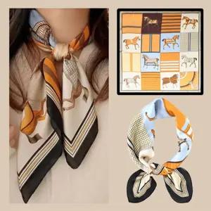 여성 실크 스카프 데일리 쁘띠 미니 사각 스카프