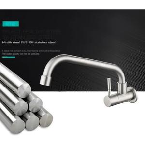 주방 수도꼭지 스테인레스 스틸 벽 마운트 단일 냉수 낮은 곡선 싱크 워터 탭 프리미엄 품질