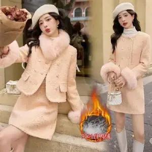 여자정장세트 패딩 투피스 겨울 멋쟁이 보온 스커트 힛템