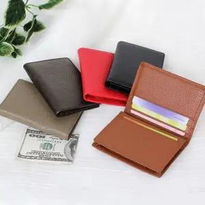 휴대가 소가죽 간편한 수납 교통카드 명함지갑 캐주얼 지퍼 남성 여자 목걸이