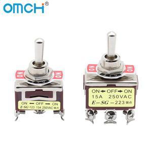 OMCH 토글 스위치 2/3/4/6/8/9/12 핀 2/3 기어 셀프 리셋/셀프 잠금 E-SG-1021 123 301 401 실버 접점 15A
