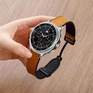 갤럭시 시계 8 용 실리콘 + 가죽 마그네틱 스트랩 44mm 클래식 팔찌 Ultra 2025 Correa