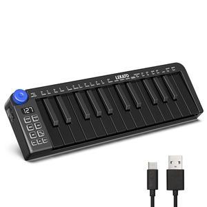 LEKATO 25 키 MIDI 키보드, 속도 감지 미니 키가 있는 컨트롤러 USB 블루투스 360 노브 및 음악 제작, 소형 충전식 휴대용