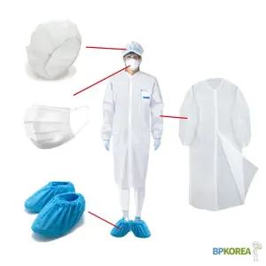 BP코리아 방문자 가운세트 4종 일회용 실험 견학 ZBq9+7bXL