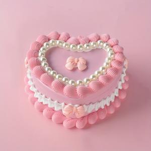 크리스마스오르골 하트 모양 패브릭 보석 보관 상자 현실적인 크림 케이크 발렌타인 데이 선물