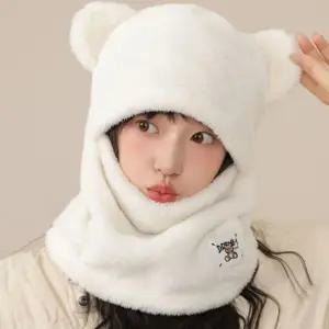 귀여운 디자인 360도 보들털 패치 겨울 워머후드 넥후드 워머 방한 마스크 목마스크 모자 페이크 후드