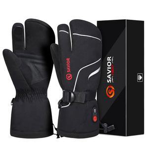온열 장갑 배터리 남성 여성, Savior HEAT 유연한 게살 손가락 충전식 스키, 겨울 스노우 스케이팅 캠핑 사냥 하이킹 오토바이용 7.4V 2200mAh 장착