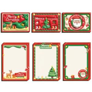 (산타핫딜) 3D착시 카드 3세트/봉투3종+편지지 6장+스티커/크리스마스 입체 종이 엽서/성탄 미니 편지 만들기/232번