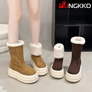 시크덩꼬 2 Way 롤업 뽀글이 스노우 통굽 앵클 털부츠