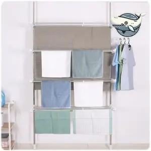 공간절약형 접이식 빨래건조대 4단 높이조절 베란다빨래건조대 접이빨래건조대