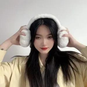 ( )방한 데일리 겨울 귀마개 화이트 보온 겨울 털 귀도리 귀마개 방한 귀덮개