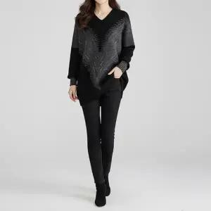 루즈핏 브이넥 니트 펄 포인트 롱티셔츠 가을 겨울 엄마옷