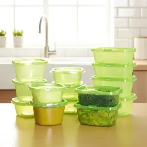 그린 반찬통 14종세트 스팀홀 전자렌지용기 냉장고정리용기