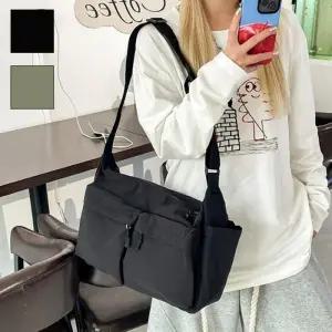 [피커]여성 앞 투포켓디테일 베이직 아이템 힙색 크로스백