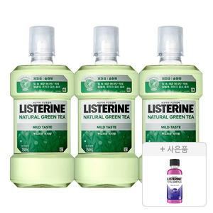 리스테린 그린티 마일드, 750ml, 3개 + 증정(토탈케어 플러스 100ml,1개)