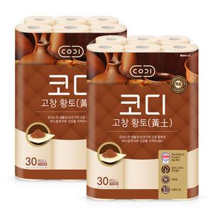 코디 천연펄프 3겹 고창황토, 30m, 30롤, 2개