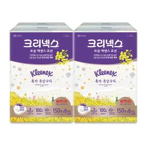 크리넥스 X 폭싹속았수다 보습에센스 로션 천연펄프 미용티슈 3겹, 150매, 6입, 2개