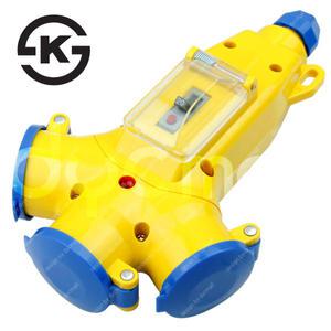 동양 산업용 보호커버형 멀티 방우형 콘넥타 방수 콘센트 3구 3WAY ELB내장형 20A누전차단기 조립형