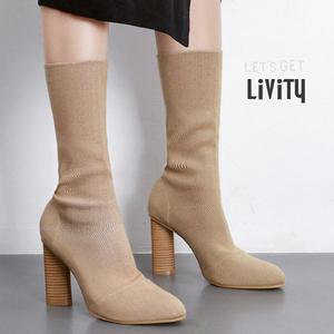 리비티 L032 - 9cm굽 스판 니트부츠 앵클부츠 삭스부츠 워커 단화 로퍼화