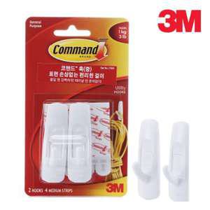 3M 코맨드 훅 중형 17001 command 양면테이프 고리걸이 벨크로 걸이 부착 가방걸이 수건걸이 옷걸이