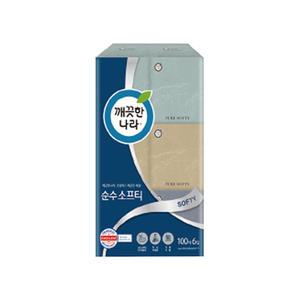 깨끗한나라 부드러운 미용티슈 100매 6입