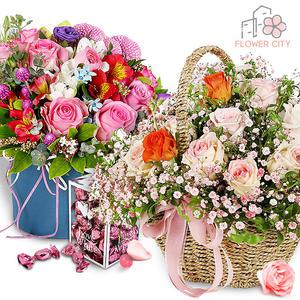 당일 꽃배달서비스 화이트데이 꽃바구니 사탕 꽃다발