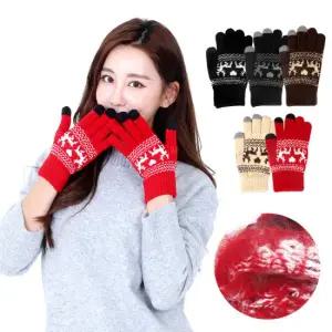 [체험특가]루돌프 기모 터치장갑 겨울 울 니트 스마트폰장갑