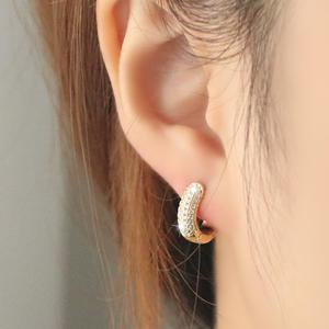 링 데일리 원터치 골드링 화이트 샤이니 14K GP 귀걸이