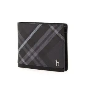 [헤지스](대구신세계)[DUBLIN] 블랙 체크 가죽 2단 반지갑 HJWA2F866BK
