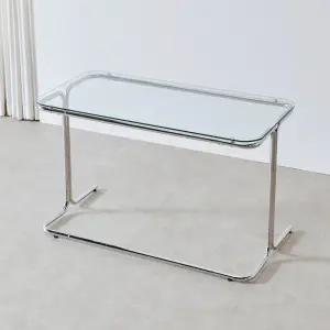 투명 강화유리 책상 미드센츄리 테이블 홈 오피스 데스크 컴퓨터 서재 철재 프레임 1200