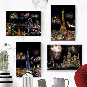 투코비 스크래치 페이퍼 프레임 세트 A4 세계 불꽃놀이