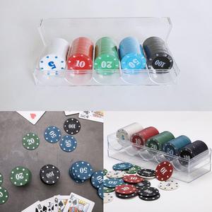 보드게임 트럼프 카지노 숫자 5색 칩 100p 포커 홀덤 카드 경기용 코인 케이스