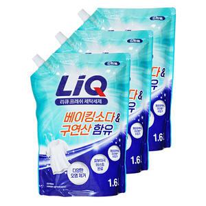 애경 리큐 프레쉬 베이킹소다 구연산 함유 액체 세탁세제 드럼용 1.6L 3개 빨래