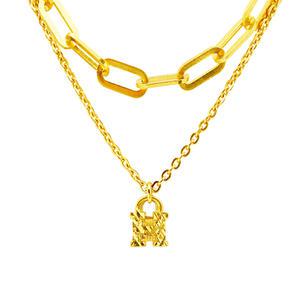 24k 순금 두줄 클립체인 레이어드 체인 목걸이