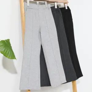 주니어 아동 여아 가을 겨울 편한 스판 밴딩 나팔 바지 기모 핀턱 부츠컷 팬츠