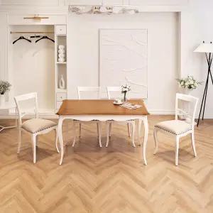루앙 화이트 원목 4인용 식탁세트 (테이블+의자 4EA)