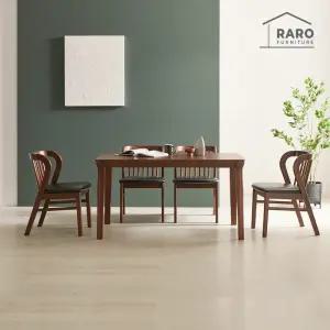 [/착불배송] 허그 1400 고무나무 원목 4인 식탁 세트(식탁+의자 4)