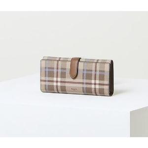 [헤지스](대구신세계)베이지 체크 가죽 장지갑 HIWA5E331I3