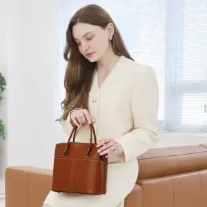 [선물증정] 힐링그래스 클래식 2way 더블핸들 여성 소가죽 크로스백 토트백 HGSG8266BR