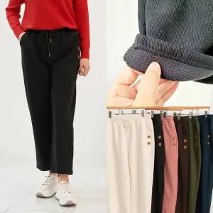 엄마옷 마미소 옆 단추 배기 기모 바지 골덴 코듀로이 스판 할머니 빅사이즈 40 70 마담 중년 여성 옷