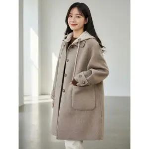 [하프클럽/리블리크]페르 니트 후드 모직 코트_RD4HC009