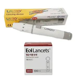 LANZO 란조 사혈기 + 에이치엘비 멸균 이올란셋 30G 100개입 체했을때손따기 채혈기 사혈침 채혈침 당뇨침