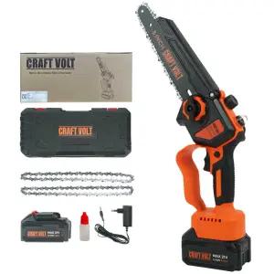 크래프트볼트 21V 8인치 무선 미니 전기톱 충전식 소형 체인톱 20cm